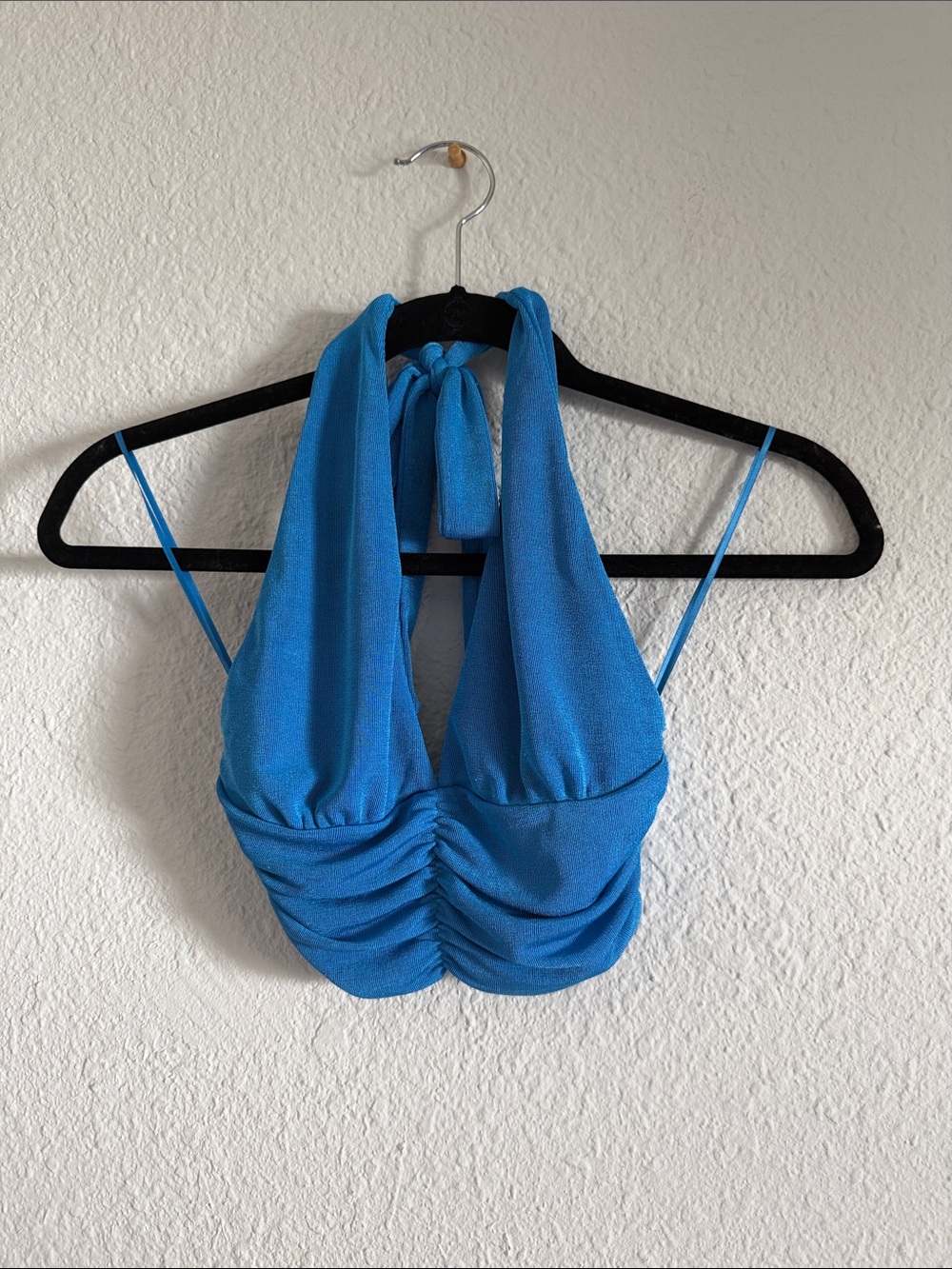 Blue Halter Ruched Women’s Top